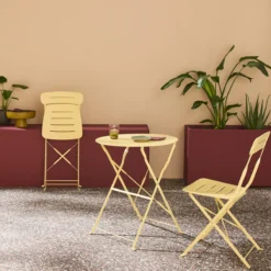 sweeek Set tavolo da giardino bistrot pieghevole rotondo in acciaio con 2 sedie