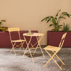 sweeek Set tavolo da giardino bistrot pieghevole rotondo in acciaio con 2 sedie