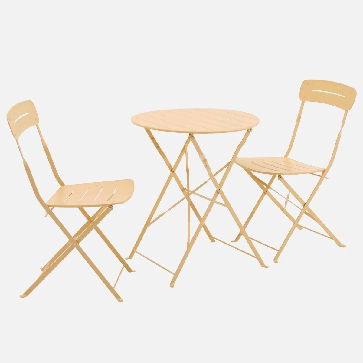 sweeek Set tavolo da giardino bistrot pieghevole rotondo in acciaio con 2 sedie
