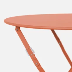 sweeek Set tavolo da giardino bistrot pieghevole in acciaio con 2 sedie, Ø60cm