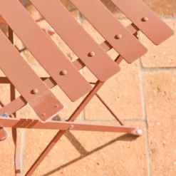 sweeek Set tavolo da giardino bistrot pieghevole in acciaio con 2 sedie, Ø60cm