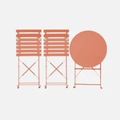 sweeek Set tavolo da giardino bistrot pieghevole in acciaio con 2 sedie, Ø60cm