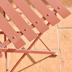 sweeek Set tavolo da giardino bistrot pieghevole in acciaio con 2 sedie, Ø60cm