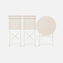 sweeek Set tavolo da giardino bistrot pieghevole in acciaio con 2 sedie, Ø60cm
