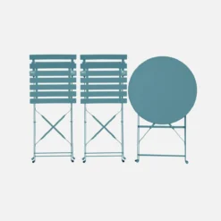 sweeek Set tavolo da giardino bistrot pieghevole in acciaio con 2 sedie, Ø60cm