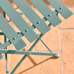 sweeek Set tavolo da giardino bistrot pieghevole in acciaio con 2 sedie, Ø60cm