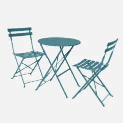 sweeek Set tavolo da giardino bistrot pieghevole in acciaio con 2 sedie, Ø60cm