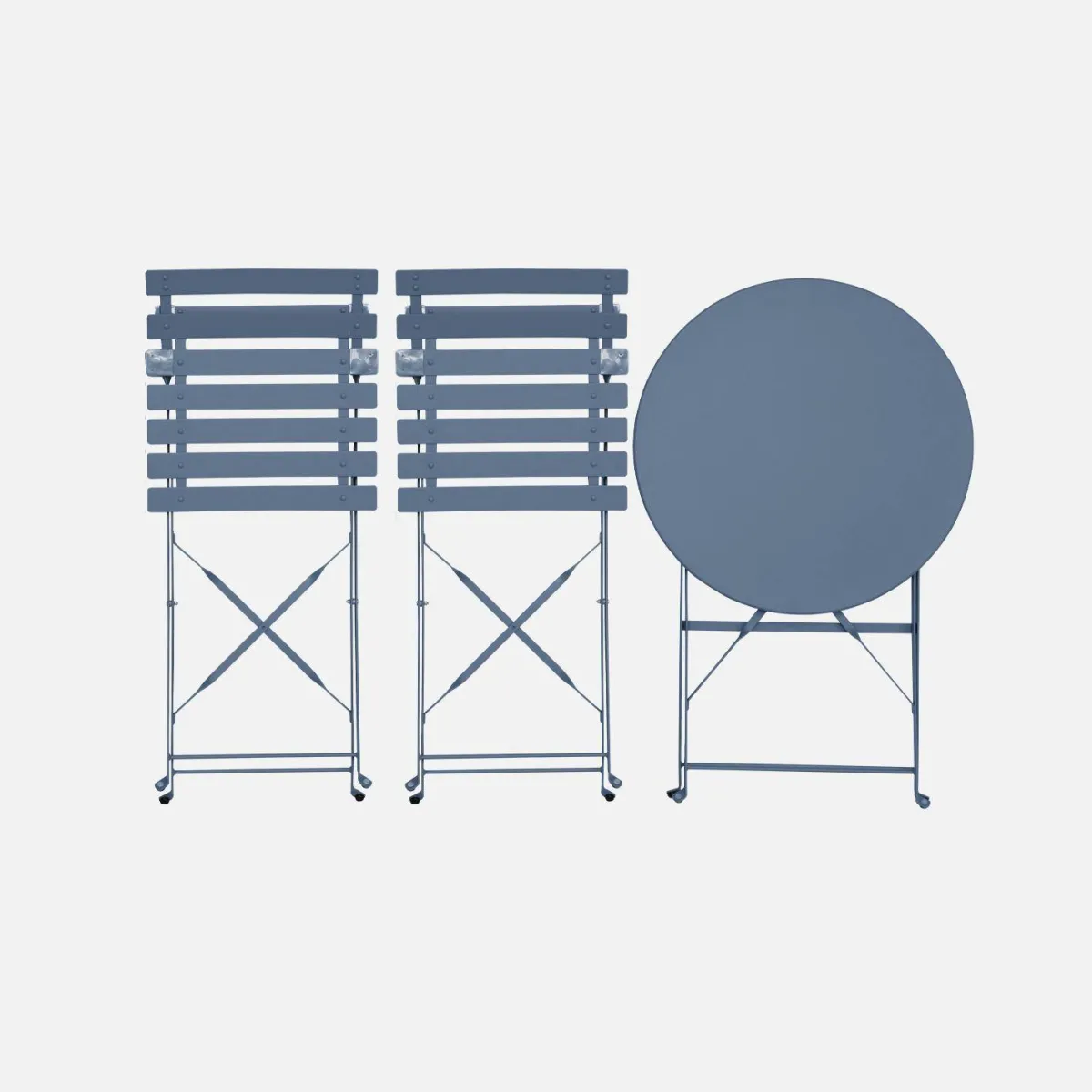 sweeek Set tavolo da giardino bistrot pieghevole in acciaio con 2 sedie, Ø60cm