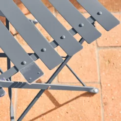 sweeek Set tavolo da giardino bistrot pieghevole in acciaio con 2 sedie, Ø60cm