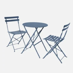 sweeek Set tavolo da giardino bistrot pieghevole in acciaio con 2 sedie, Ø60cm