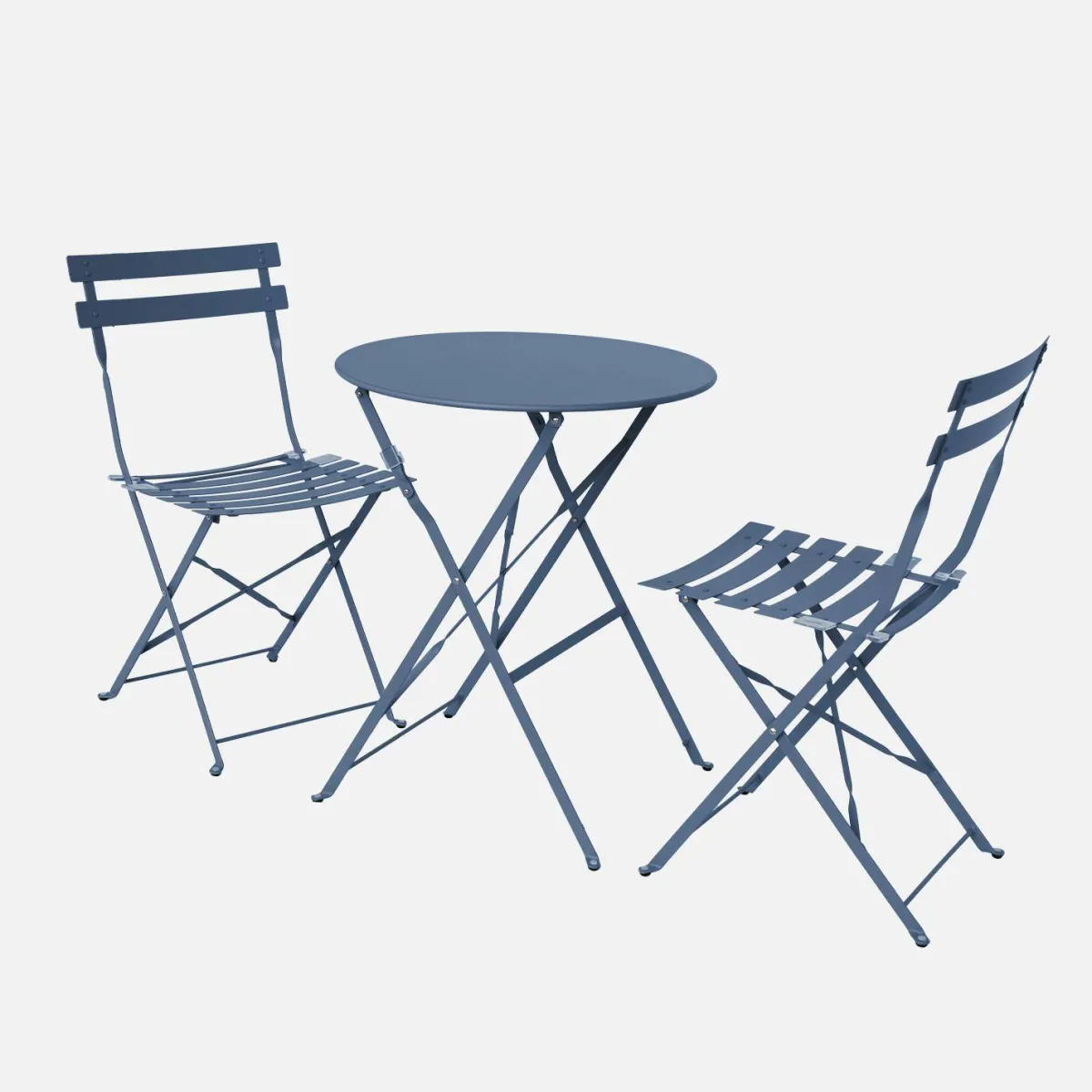 sweeek Set tavolo da giardino bistrot pieghevole in acciaio con 2 sedie, Ø60cm