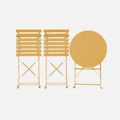 sweeek Set tavolo da giardino bistrot pieghevole in acciaio con 2 sedie, Ø60cm