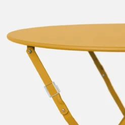 sweeek Set tavolo da giardino bistrot pieghevole in acciaio con 2 sedie, Ø60cm