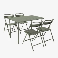 sweeek Set tavolo da giardino bistrot pieghevole in acciaio con 4 sedie, 120cm