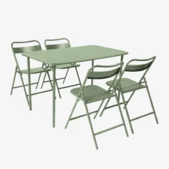 sweeek Set tavolo da giardino bistrot pieghevole in acciaio con 4 sedie, 120cm