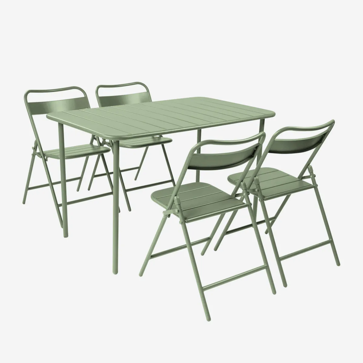 sweeek Set tavolo da giardino bistrot pieghevole in acciaio con 4 sedie, 120cm