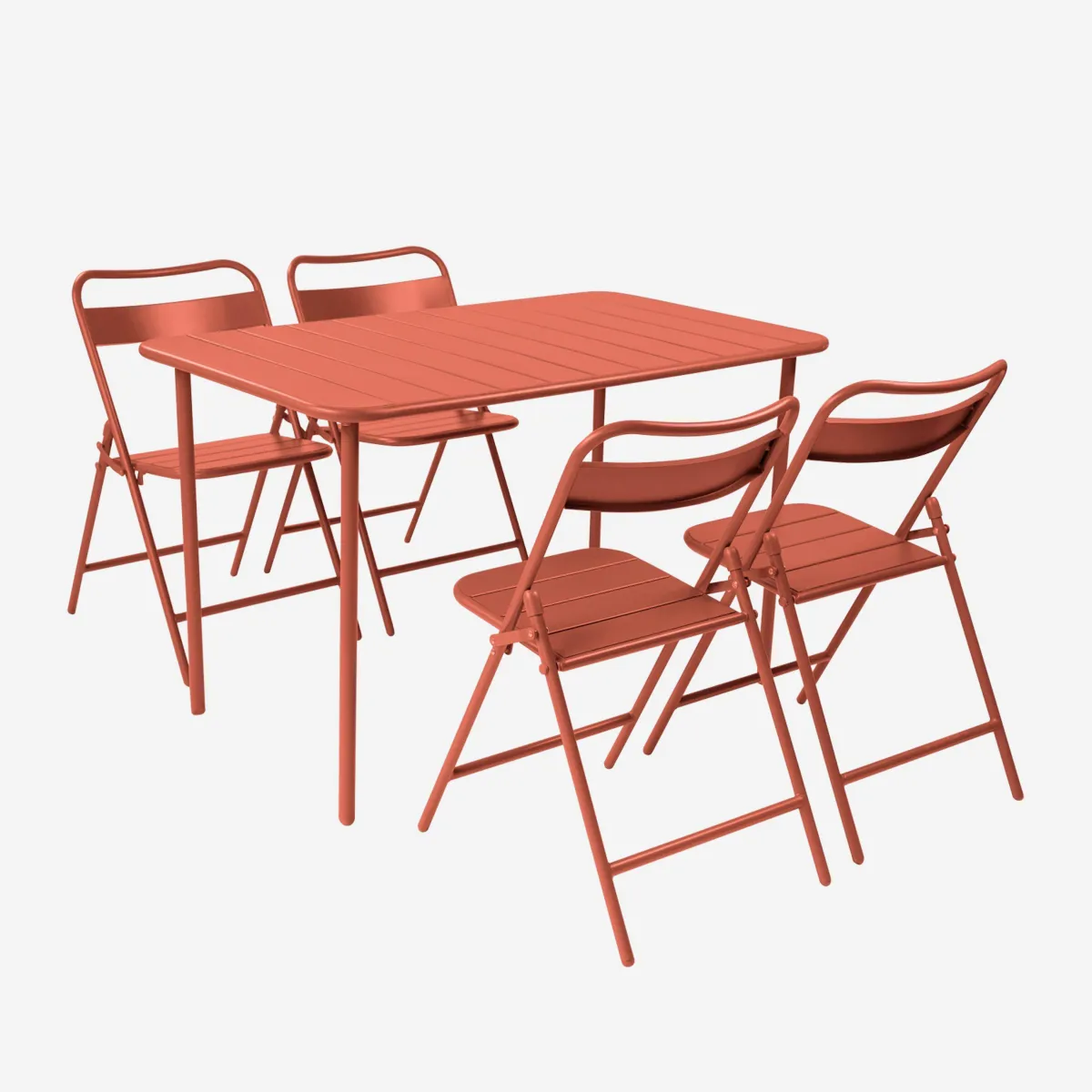 sweeek Set tavolo da giardino bistrot pieghevole in acciaio con 4 sedie, 120cm