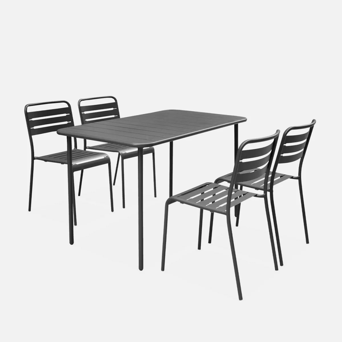 sweeek Set tavolo da giardino bistrot in metallo con 4 sedie, 120cm
