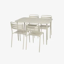 sweeek Set tavolo da giardino bistrot in metallo con 4 sedie, 120cm