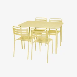 sweeek Set tavolo da giardino bistrot in metallo con 4 sedie, 120cm