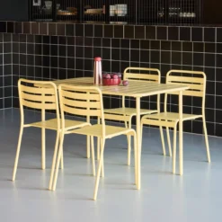 sweeek Set tavolo da giardino bistrot in metallo con 4 sedie, 120cm