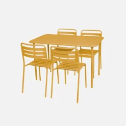 sweeek Set tavolo da giardino bistrot in metallo con 4 sedie, 120cm