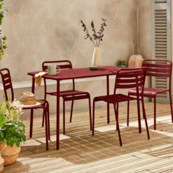 sweeek Set tavolo da giardino bistrot in metallo con 4 sedie, 120cm