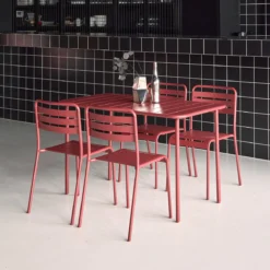 sweeek Set tavolo da giardino bistrot in metallo con 4 sedie, 120cm