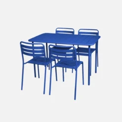 sweeek Set tavolo da giardino bistrot in metallo con 4 sedie, 120cm
