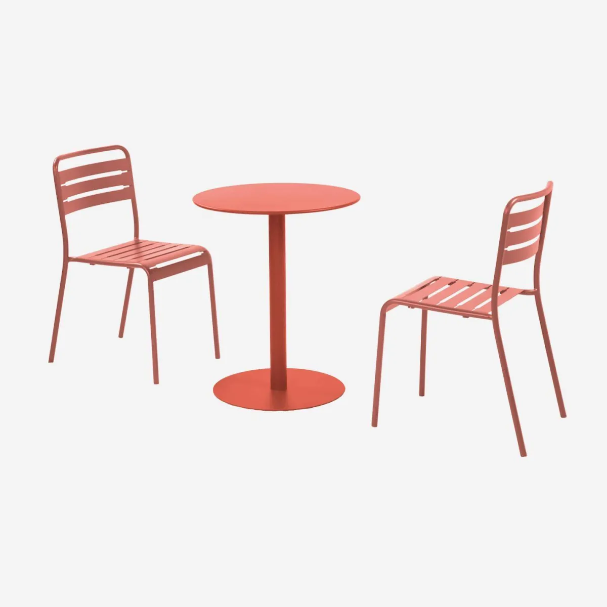 sweeek Set tavolo da giardino bistrot rotondo in acciaio con 2 sedie