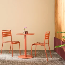 sweeek Set tavolo da giardino bistrot rotondo in acciaio con 2 sedie