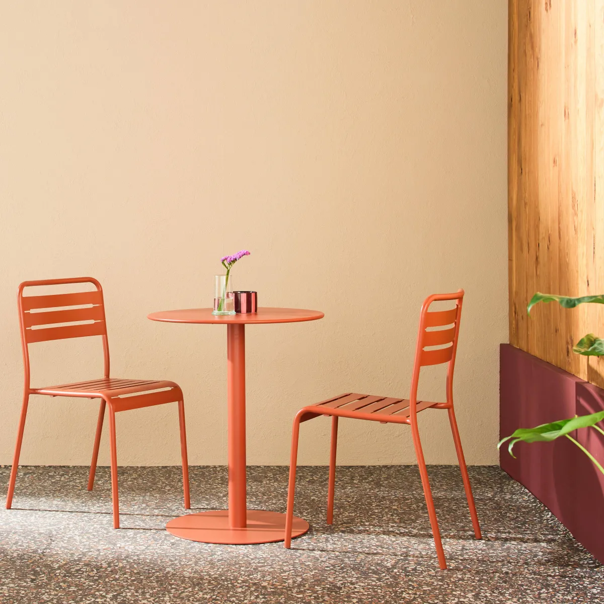 sweeek Set tavolo da giardino bistrot rotondo in acciaio con 2 sedie