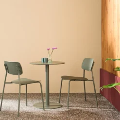 Set tavolo da giardino bistrot rotondo in acciaio con 2 sedie