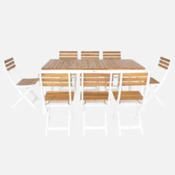 sweeek Set tavolo da giardino con angoli arrotondati in legno di acacia con 8 sedie