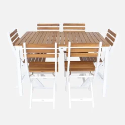 sweeek Set tavolo da giardino con angoli arrotondati in legno di acacia con 8 sedie