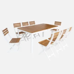 sweeek Set tavolo da giardino con angoli arrotondati in legno di acacia con 8 sedie
