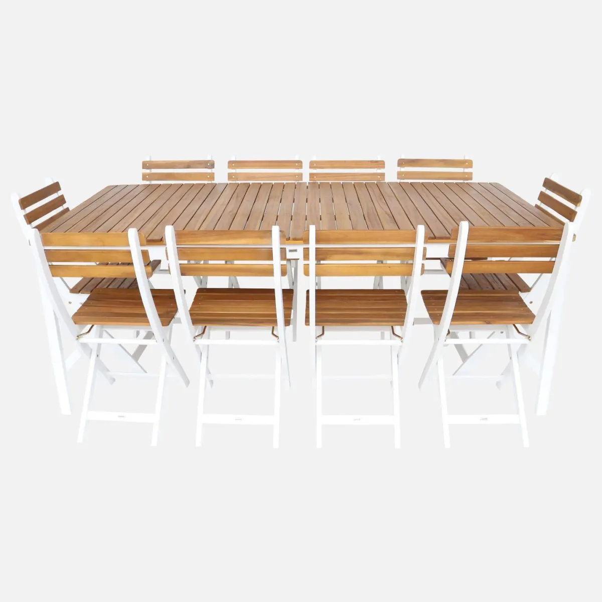 sweeek Set tavolo da giardino con angoli arrotondati in legno di acacia con 10 sedie