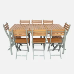 sweeek Set tavolo da giardino con angoli arrotondati in legno di acacia con 8 sedie