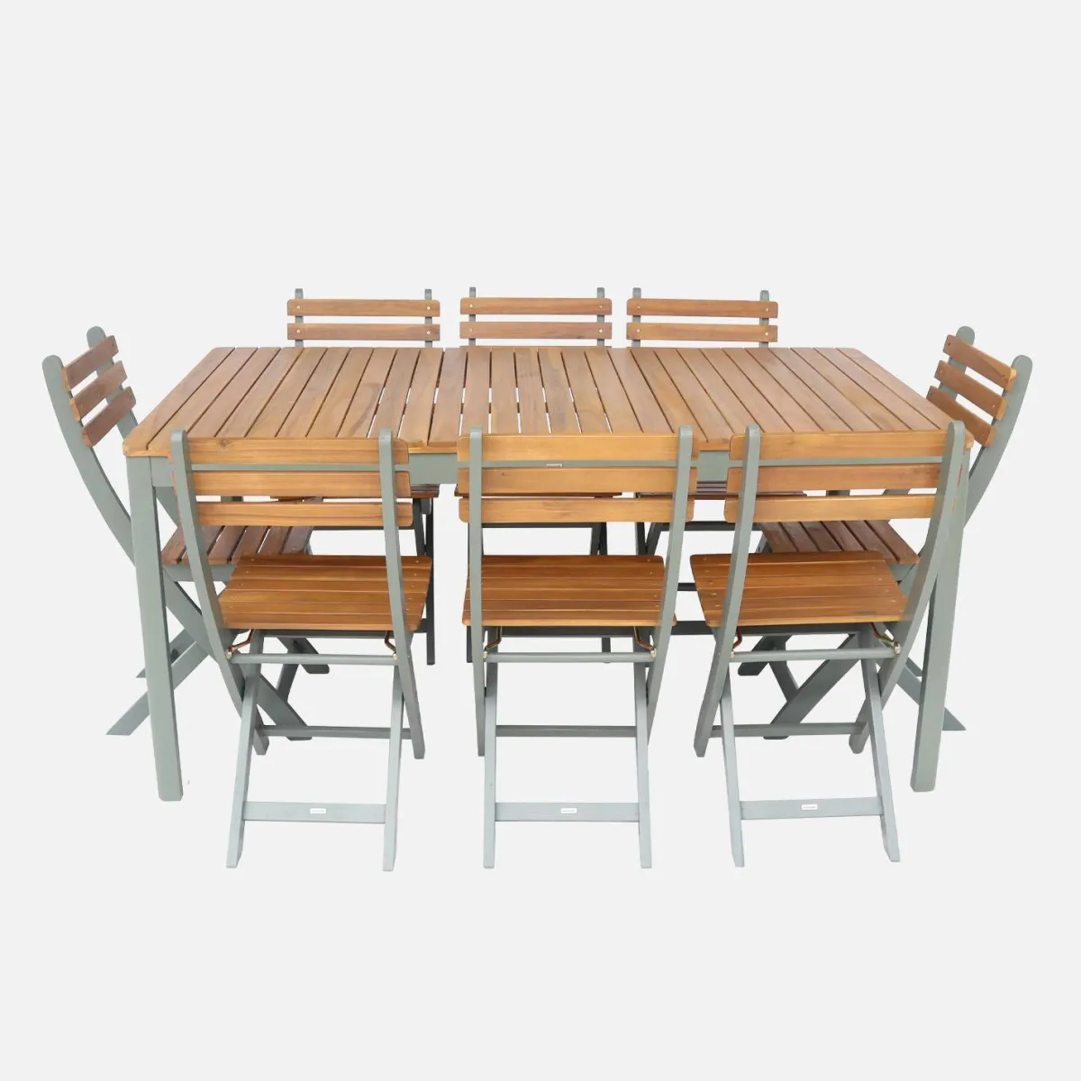 sweeek Set tavolo da giardino con angoli arrotondati in legno di acacia con 8 sedie