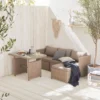 sweeek Set tavolo da giardino con pouf a incasso con 6 posti