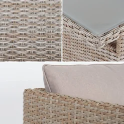 sweeek Set tavolo da giardino con pouf a incasso con 6 posti