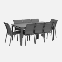 sweeek Set tavolo da giardino estensibile in alluminio con 8 sedie