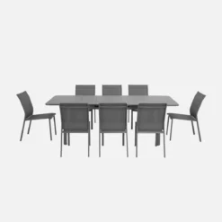 sweeek Set tavolo da giardino estensibile in alluminio con 8 sedie