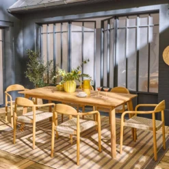 sweeek Set tavolo da giardino estensibile in legno di acacia con 6 sedie
