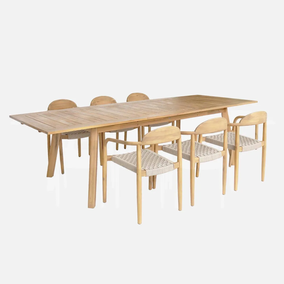 sweeek Set tavolo da giardino estensibile in legno di acacia con 6 sedie