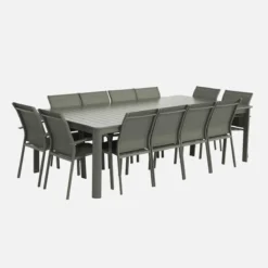 sweeek Set tavolo da giardino estensibile in alluminio con 12 sedie
