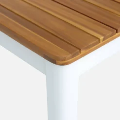 Set tavolo da giardino in acacia con angoli arrotondati con 6 sedie
