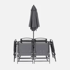sweeek Set tavolo da giardino in acciaio con 6 poltrone e 1 ombrellone