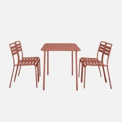 sweeek Set tavolo da giardino in acciaio con 4 sedie, 120cm