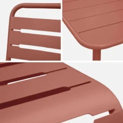 sweeek Set tavolo da giardino in acciaio con 4 sedie, 120cm